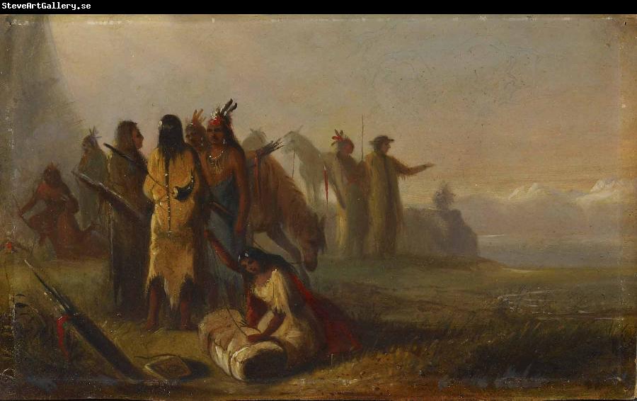 Alfred Jacob Miller Scene of Trappers and Indians